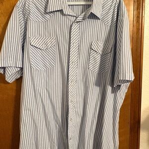Wrangler Men's Casual Striped Button-Down Pearl Snap Shirt